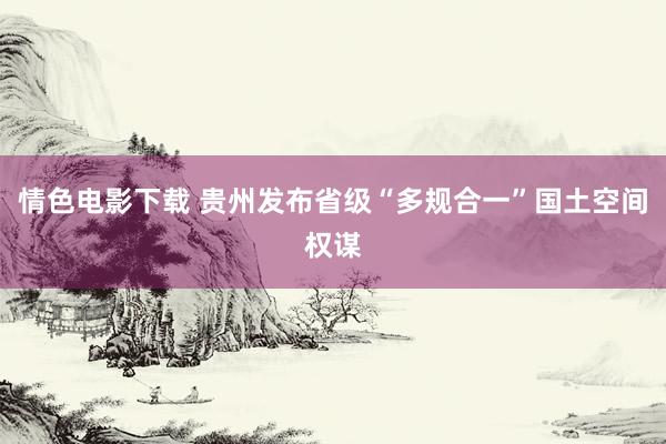 情色电影下载 贵州发布省级“多规合一”国土空间权谋