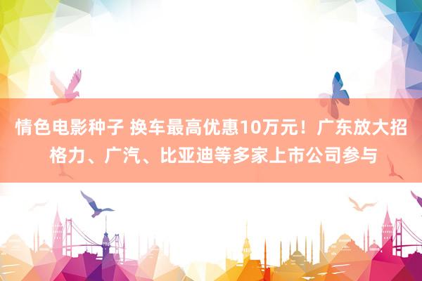 情色电影种子 换车最高优惠10万元！广东放大招 格力、广汽、比亚迪等多家上市公司参与