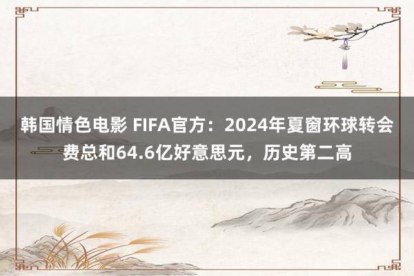 韩国情色电影 FIFA官方：2024年夏窗环球转会费总和64.6亿好意思元，历史第二高