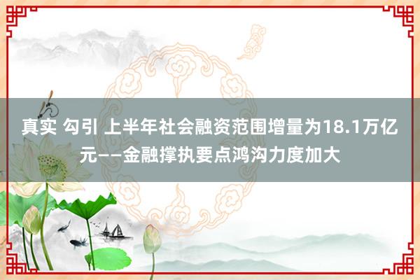 真实 勾引 上半年社会融资范围增量为18.1万亿元——金融撑执要点鸿沟力度加大