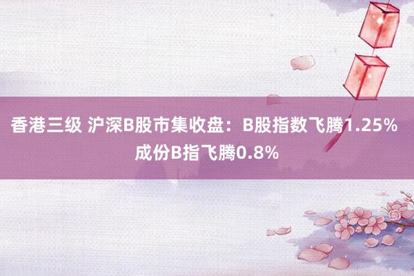 香港三级 沪深B股市集收盘：B股指数飞腾1.25% 成份B指飞腾0.8%