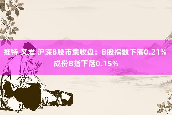 推特 文爱 沪深B股市集收盘：B股指数下落0.21% 成份B指下落0.15%