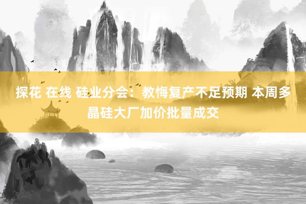 探花 在线 硅业分会：教悔复产不足预期 本周多晶硅大厂加价批量成交