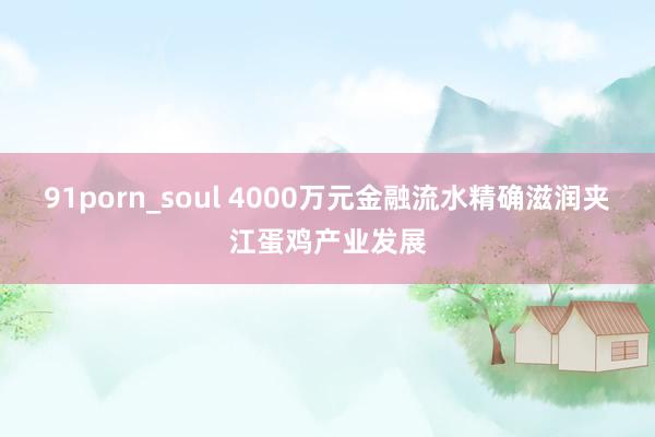 91porn_soul 4000万元金融流水精确滋润夹江蛋鸡产业发展