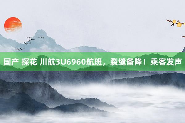 国产 探花 川航3U6960航班，裂缝备降！乘客发声