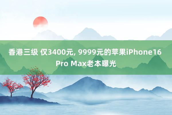 香港三级 仅3400元， 9999元的苹果iPhone16 Pro Max老本曝光