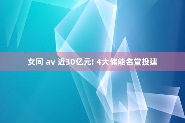 女同 av 近30亿元! 4大储能名堂投建