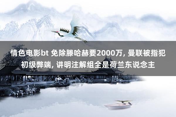 情色电影bt 免除滕哈赫要2000万， 曼联被指犯初级弊端， 讲明注解组全是荷兰东说念主