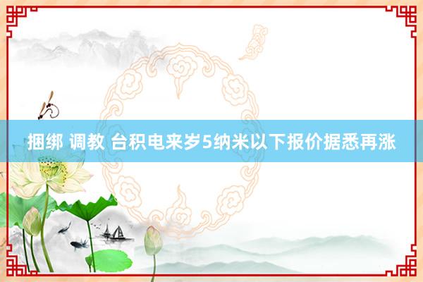 捆绑 调教 台积电来岁5纳米以下报价据悉再涨