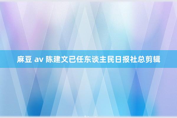 麻豆 av 陈建文已任东谈主民日报社总剪辑