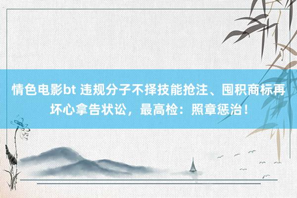 情色电影bt 违规分子不择技能抢注、囤积商标再坏心拿告状讼，最高检：照章惩治！