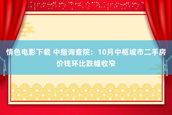 情色电影下载 中指询查院：10月中枢城市二手房价钱环比跌幅收窄