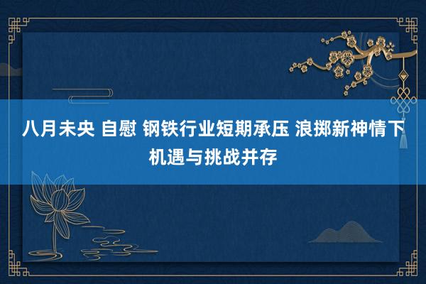 八月未央 自慰 钢铁行业短期承压 浪掷新神情下机遇与挑战并存