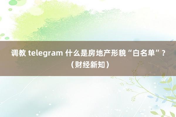 调教 telegram 什么是房地产形貌“白名单”？（财经新知）