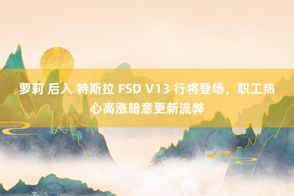 萝莉 后入 特斯拉 FSD V13 行将登场，职工热心高涨暗意更新流弊