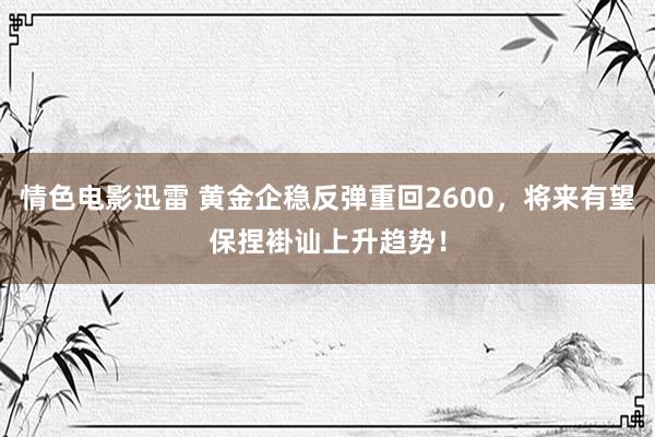 情色电影迅雷 黄金企稳反弹重回2600，将来有望保捏褂讪上升趋势！