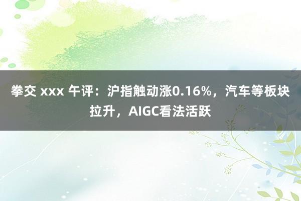 拳交 xxx 午评：沪指触动涨0.16%，汽车等板块拉升，AIGC看法活跃