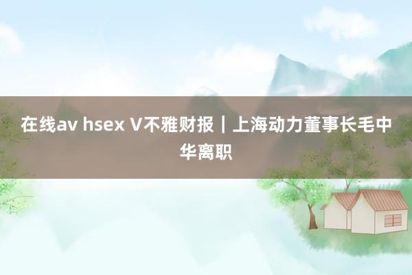 在线av hsex V不雅财报｜上海动力董事长毛中华离职