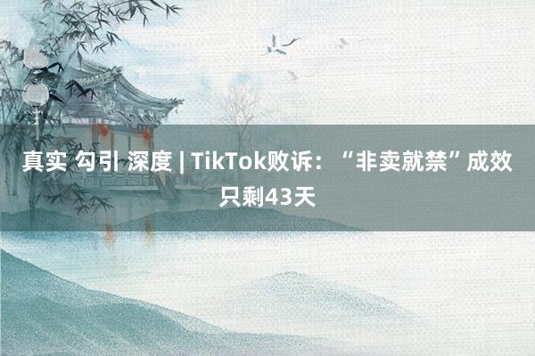 真实 勾引 深度 | TikTok败诉：“非卖就禁”成效只剩43天