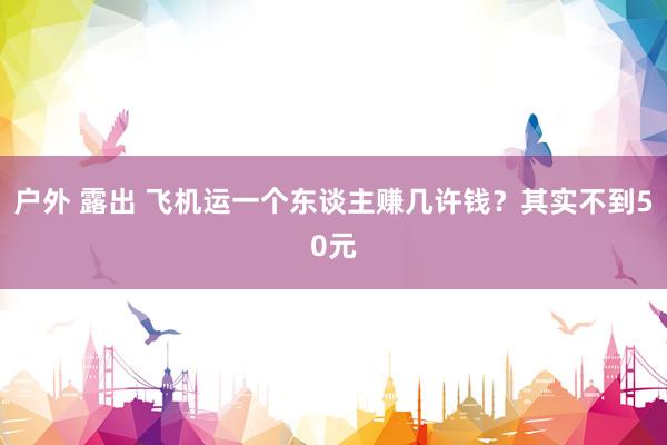 户外 露出 飞机运一个东谈主赚几许钱？其实不到50元