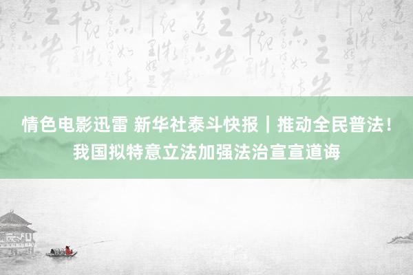 情色电影迅雷 新华社泰斗快报｜推动全民普法！我国拟特意立法加强法治宣宣道诲