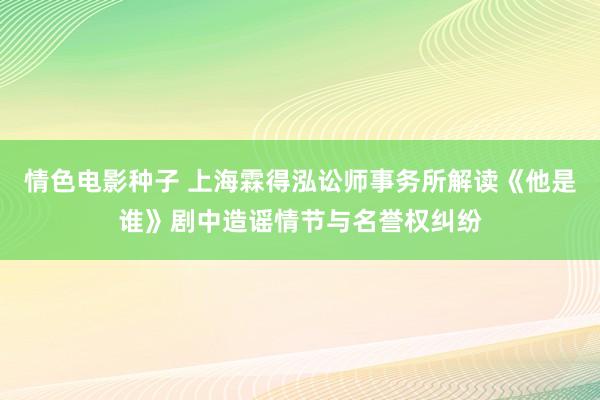 情色电影种子 上海霖得泓讼师事务所解读《他是谁》剧中造谣情节与名誉权纠纷