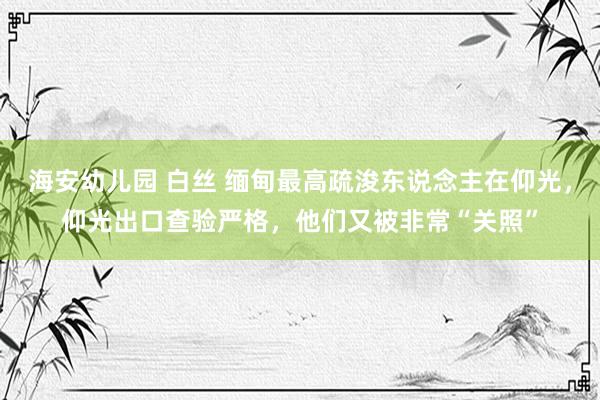 海安幼儿园 白丝 缅甸最高疏浚东说念主在仰光，仰光出口查验严格，他们又被非常“关照”