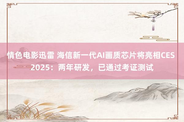 情色电影迅雷 海信新一代AI画质芯片将亮相CES 2025：两年研发，已通过考证测试