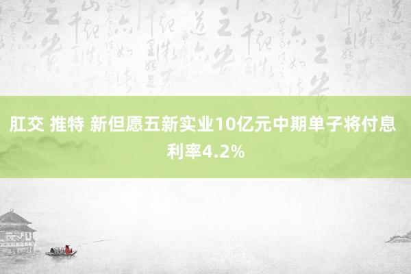 肛交 推特 新但愿五新实业10亿元中期单子将付息 利率4.2%