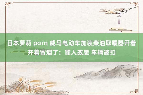 日本萝莉 porn 威马电动车加装柴油取暖器开着开着冒烟了：罪人改装 车辆被扣